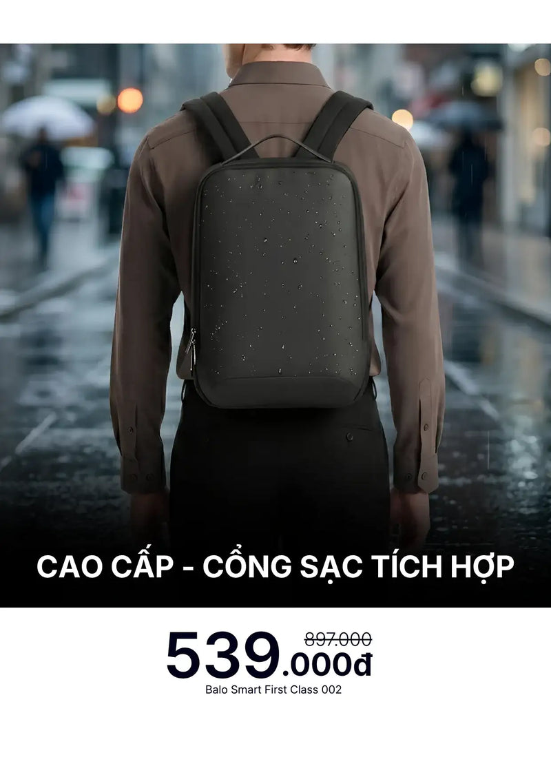 Balo Smart Cao Cấp Cổng Sạc Tích Hợp First Class 002 Đen