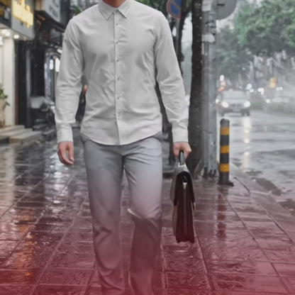 Áo Sơ Mi Tay Dài RainShield™ Vải Trượt Nước Mặc Nhẹ Bền Bỉ The Minimalist 024 Màu Xám Nhạt Dáng Vừa Vặn F3