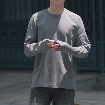 Áo Thun Tay Dài Raglan FlexFit™ Vải Mỏng Mịn Có Lỗ Xỏ Ngón Tiện Lợi Non Branded 052 Màu Xanh Lá Đậm Dáng Vừa Vặn F3