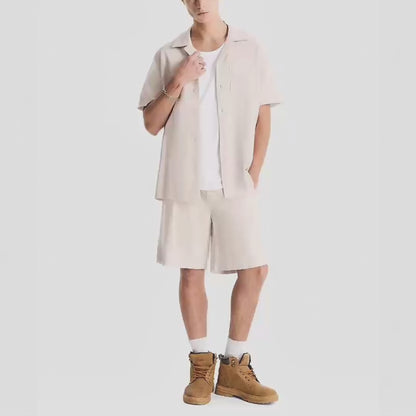 Áo Sơ Mi Tay Ngắn Vải Xước Như Linen AirDry™ Mịn Mặc Mát Giải Nhiệt Mùa Hè The No Style 216 Màu Nâu Nhạt Dáng Vừa Vặn F3