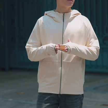 Áo Khoác Parka Anti-UV™ Xỏ Ngón Bảo Vệ Mu Bàn Tay Chống Nắng UPF 50+ Non Branded 048 Màu Đen Dáng Ôm Vừa F2