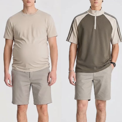 Áo Polo Sọc Tay Trẻ Trung FlexFit™ Vải Mềm Mịn Vai Raglan Cử Động Thoải Mái The No Style 240 Màu Nâu Be Dáng Rộng Rãi F4