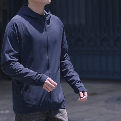 Áo Khoác Parka AirDry™ Tay Xỏ Ngón Chống Tia UV UPF 50+ The Minimalist 001 Màu Đen Dáng Ôm Vừa F2