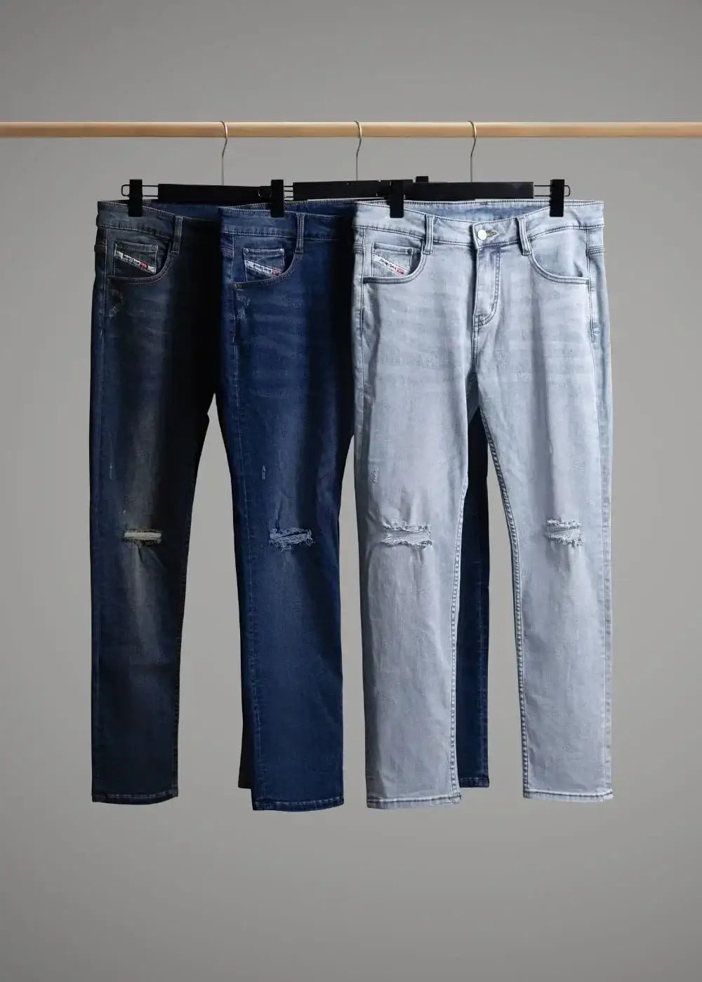 Quần Jeans Slimfit Rách Gối Co Giãn The Original M052 Xanh Dương Đậm - YaMe.vn
