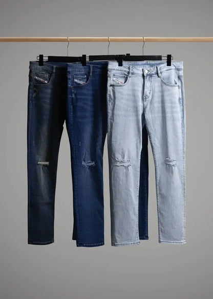 Quần Jeans Slimfit Rách Gối Co Giãn The Original M052 Xanh Dương Đậm - YaMe.vn