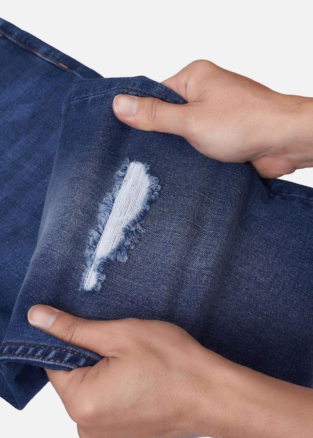 Quần Jeans Slimfit Rách Gối Co Giãn The Original M052 Xanh Dương - YaMe.vn