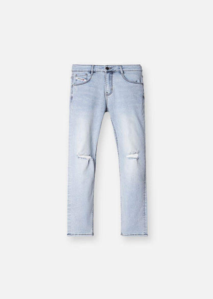Quần Jeans Slimfit Rách Gối Co Giãn The Original M052 Xanh Dương Nhạt - YaMe.vn