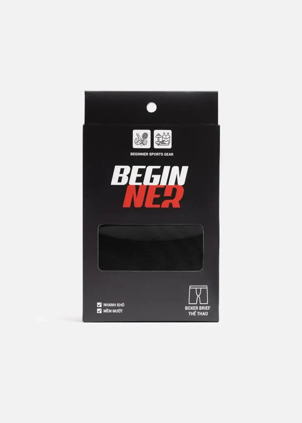 Quần Lót Boxer Brief Thể Thao Nam Thoáng Khí Beginner 13 Đen - YaMe.vn
