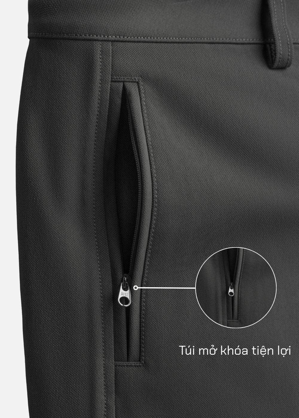 Quần short Kaki Túi Khóa Kéo The Weekend 22 Xám Đậm - YaMe.vn
