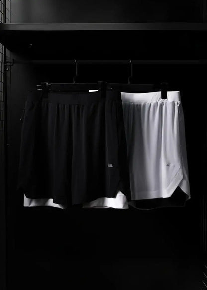 Quần Short Thể Thao Ultra Stretch 2 Lớp The Trainer 013 Trắng - YaMe.vn