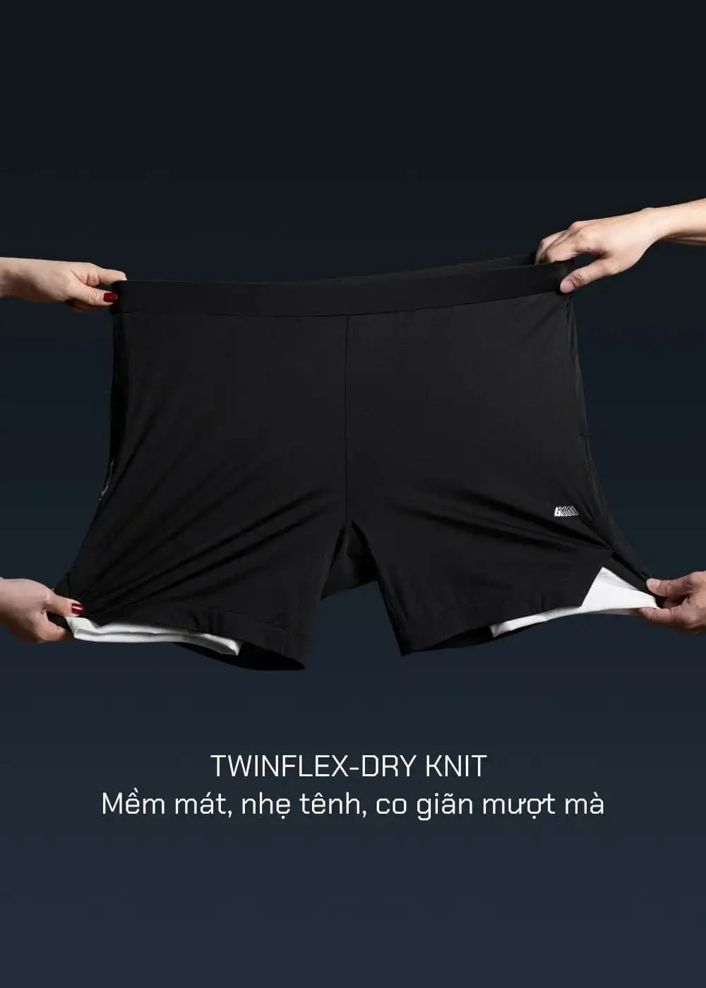 Quần Short Thể Thao Ultra Stretch 2 Lớp The Trainer 013 Đen - YaMe.vn