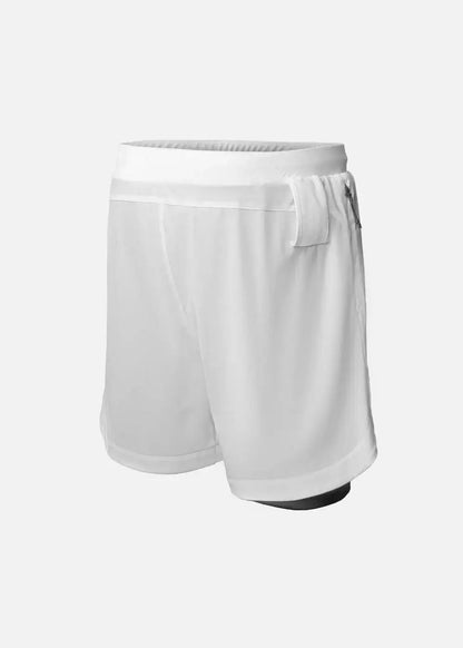 Quần Short Thể Thao Ultra Stretch 2 Lớp The Trainer 013 Trắng - YaMe.vn
