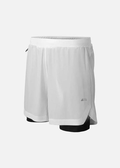 Quần Short Thể Thao Ultra Stretch 2 Lớp The Trainer 013 Trắng - YaMe.vn