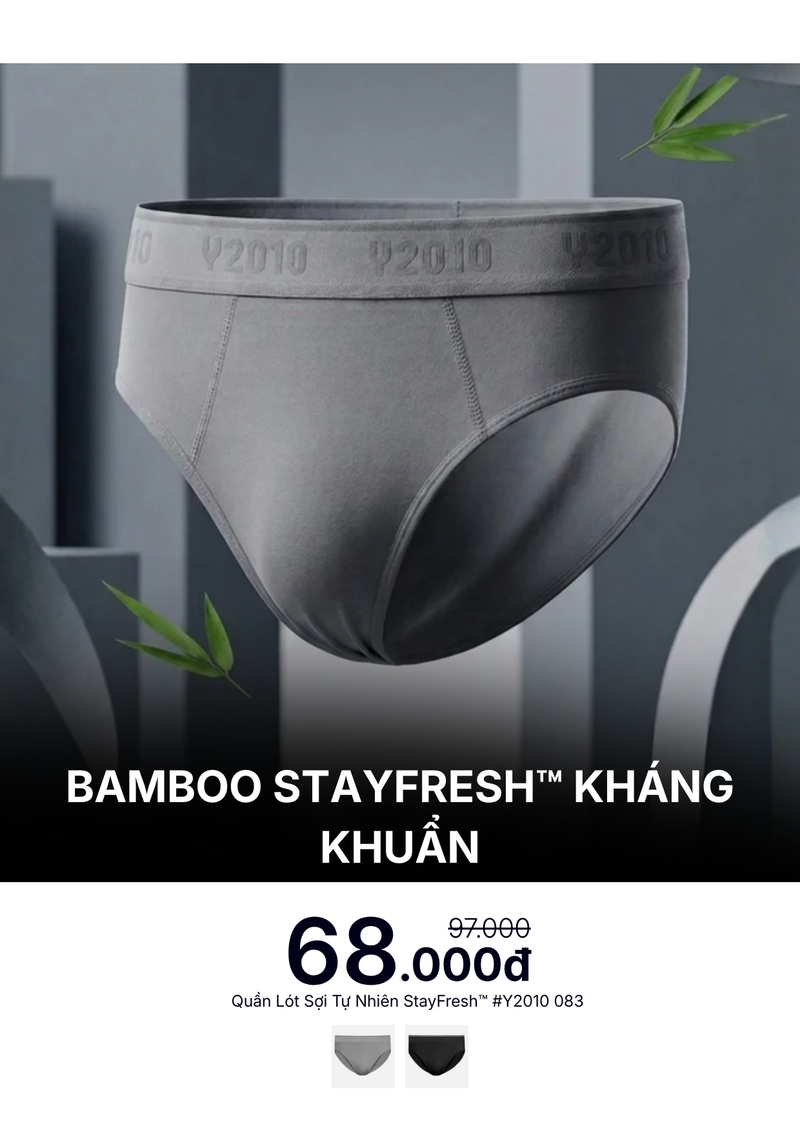 Quần Lót Tam Giác Bamboo StayFresh™ Kháng Khuẩn #Y2010 083 Màu Xám Đậm